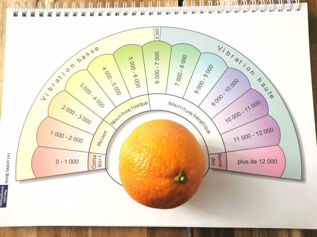 Je mesure le taux vibratoire d'une orange non Bio