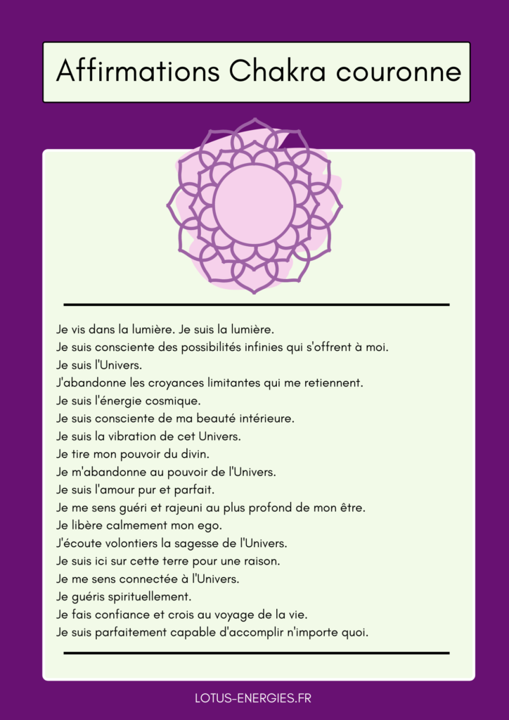 Affirmations Chakra Couronne